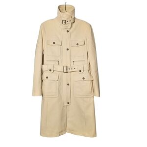 Laundry By Shelli Segal Cream Winter White Wool Blend Belted Coat 12